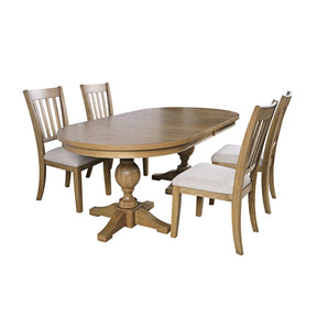 Brentwood Cascade Oak 102 Dining Table w/ 4 Slat Back Chairs - Ornate Home