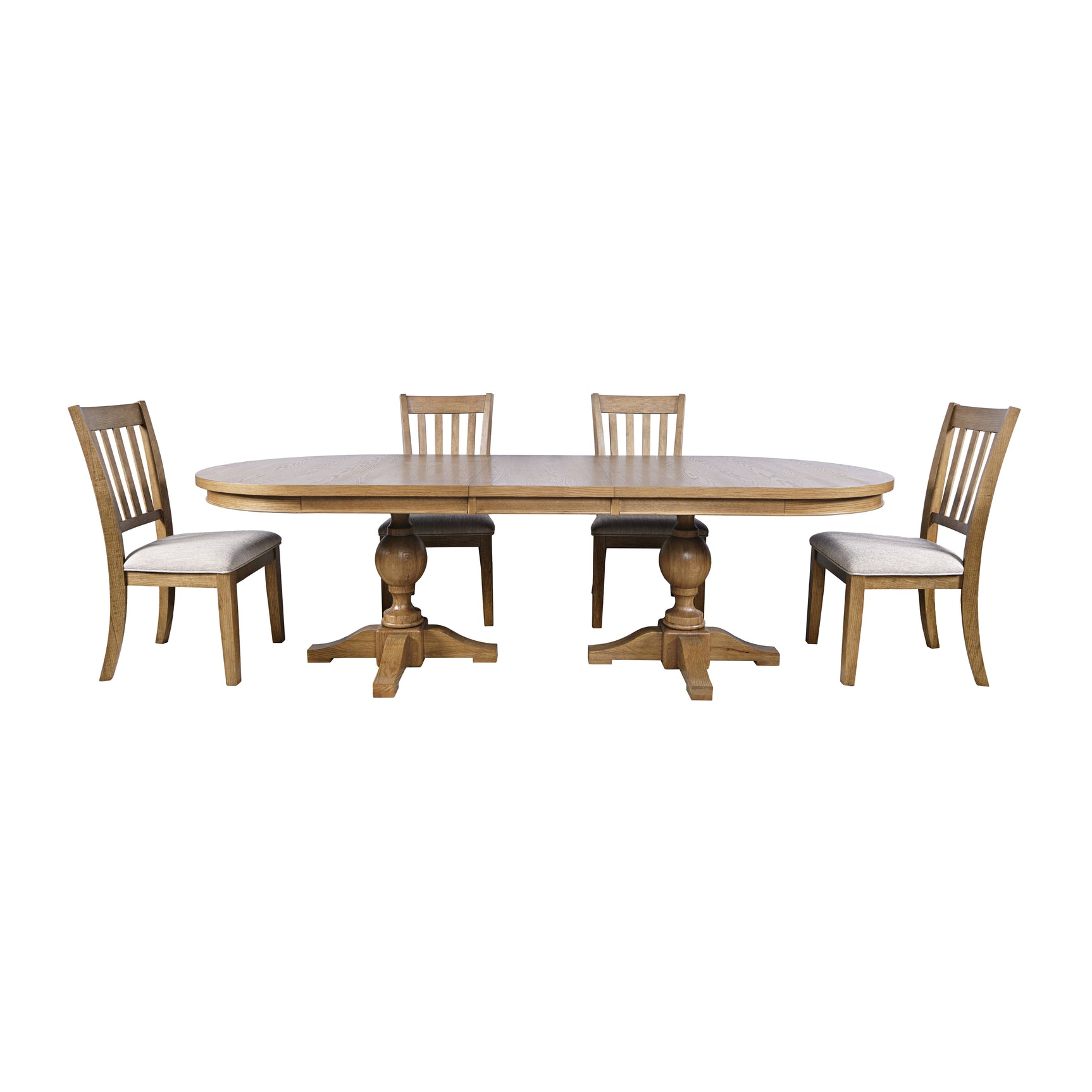 Brentwood Cascade Oak 102 Dining Table w/ 4 Slat Back Chairs - Ornate Home