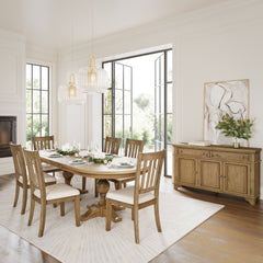 Brentwood Cascade Oak 102 Dining Table w/ 4 Slat Back Chairs - Ornate Home