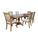 Brentwood Cascade Oak 102 Dining Table w/ 6 Slat Back Chairs - Ornate Home