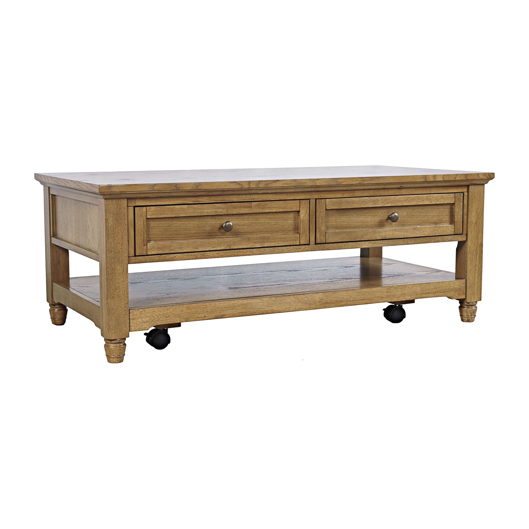 Brentwood Cascade Oak Castered Leg Cocktail Table - Ornate Home