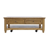 Brentwood Cascade Oak Castered Leg Cocktail Table - Ornate Home