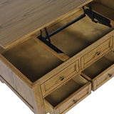 Brentwood Cascade Oak Castered Lift Top Cocktail Table - Ornate Home