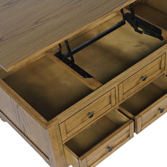 Brentwood Cascade Oak Castered Lift Top Cocktail Table - Ornate Home