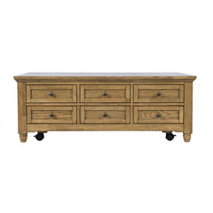 Brentwood Cascade Oak Castered Lift Top Cocktail Table - Ornate Home