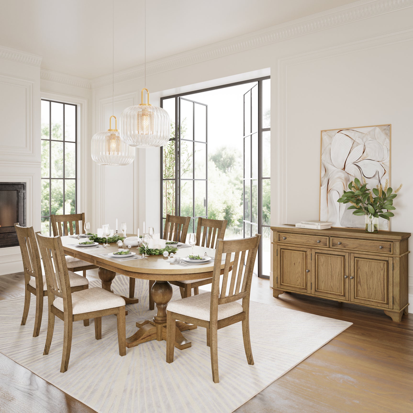 Brentwood Cascade Oak Slatback Chair (Set of 2) - Ornate Home