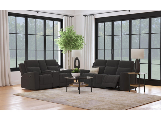 Brentwood Dark Charcoal 2-piece Upholstered Reclining Sofa Set - Ornate Home