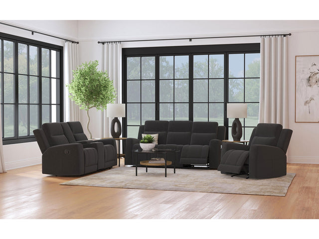 Brentwood Dark Charcoal 3-piece Upholstered Reclining Sofa Set - Ornate Home