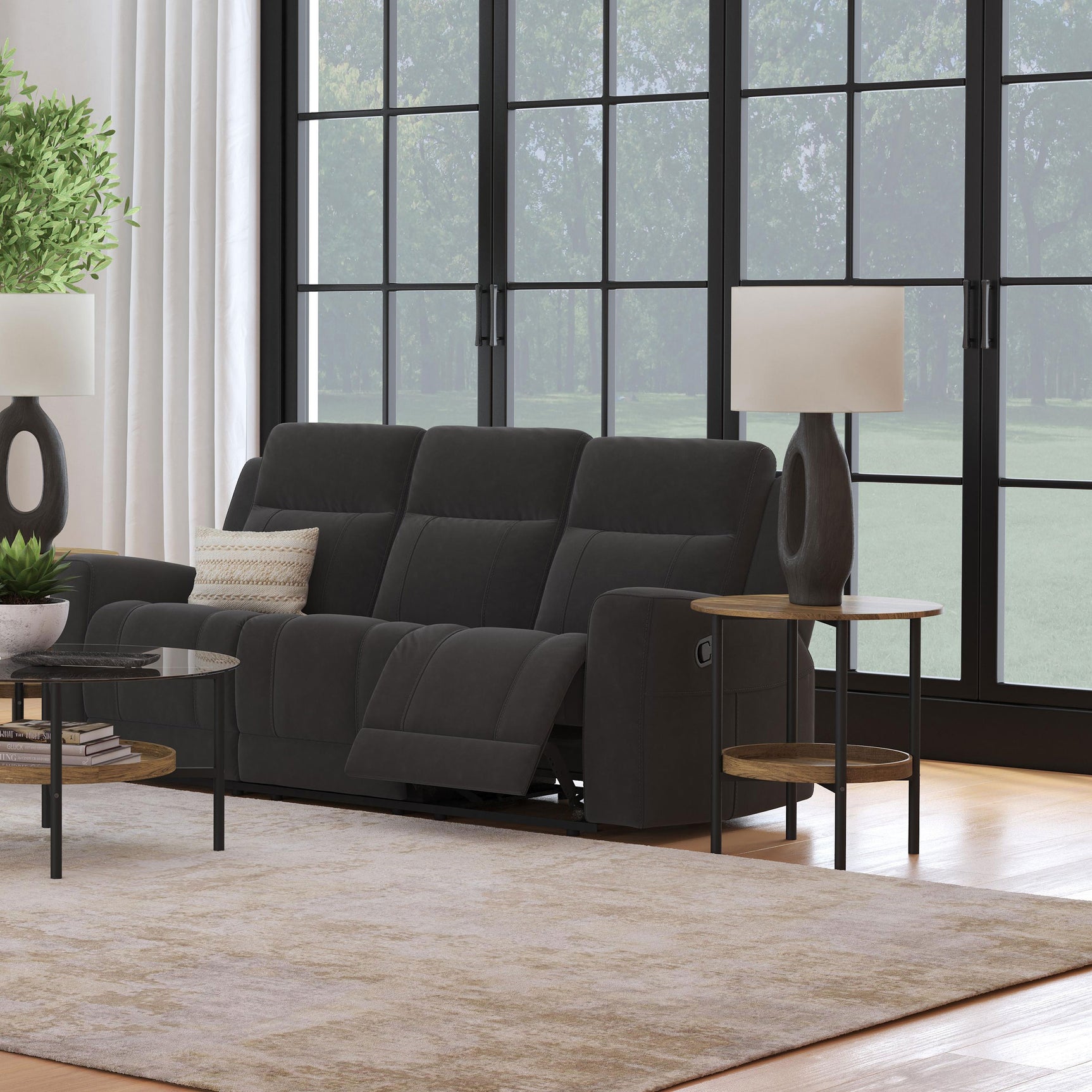 Brentwood Dark Charcoal Reclining Sofa - Ornate Home