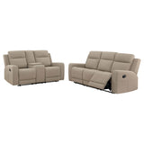 Brentwood Taupe 2-piece Upholstered Reclining Sofa Set - Ornate Home