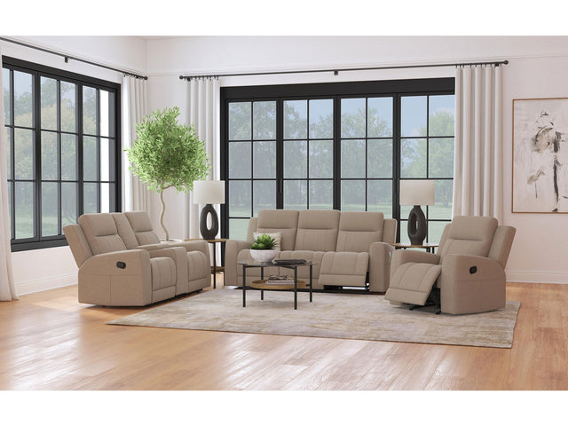 Brentwood Taupe 3-piece Upholstered Reclining Sofa Set - Ornate Home