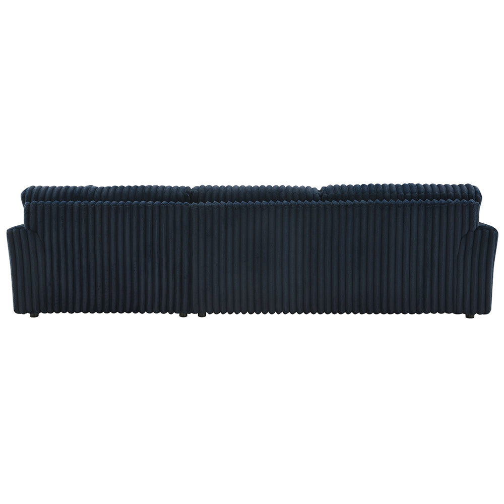 Breton Blue Corduroy Sectional Sofa w/4 Pillows - Ornate Home