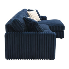Breton Blue Corduroy Sectional Sofa w/4 Pillows - Ornate Home