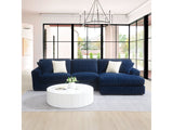 Breton Blue Corduroy Sectional Sofa w/4 Pillows - Ornate Home