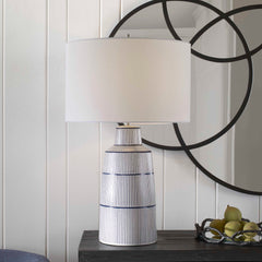 Breton Blue/White Nautical Stripe Table Lamp - Ornate Home