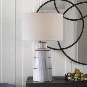 Breton Blue/White Nautical Stripe Table Lamp - Ornate Home