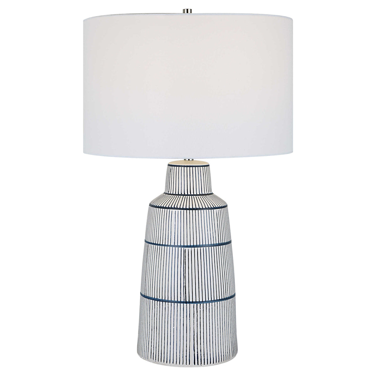 Breton Blue/White Nautical Stripe Table Lamp - Ornate Home