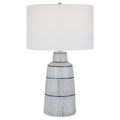 Breton Blue/White Nautical Stripe Table Lamp - Ornate Home