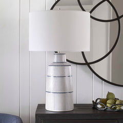 Breton Blue/White Nautical Stripe Table Lamp - Ornate Home