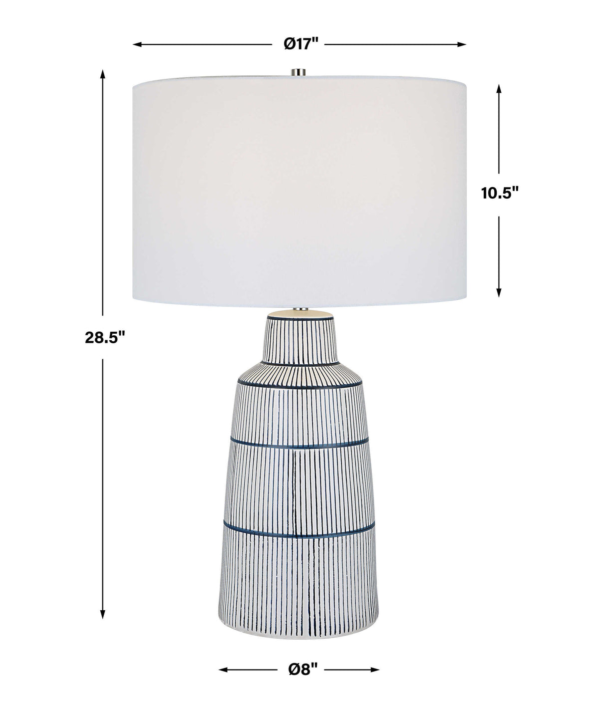 Breton Blue/White Nautical Stripe Table Lamp - Ornate Home