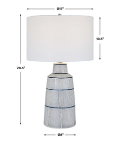 Breton Blue/White Nautical Stripe Table Lamp - Ornate Home