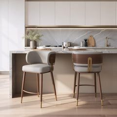 Brew Beige & Walnut Counter Stool - Ornate Home