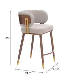 Brew Beige & Walnut Counter Stool - Ornate Home