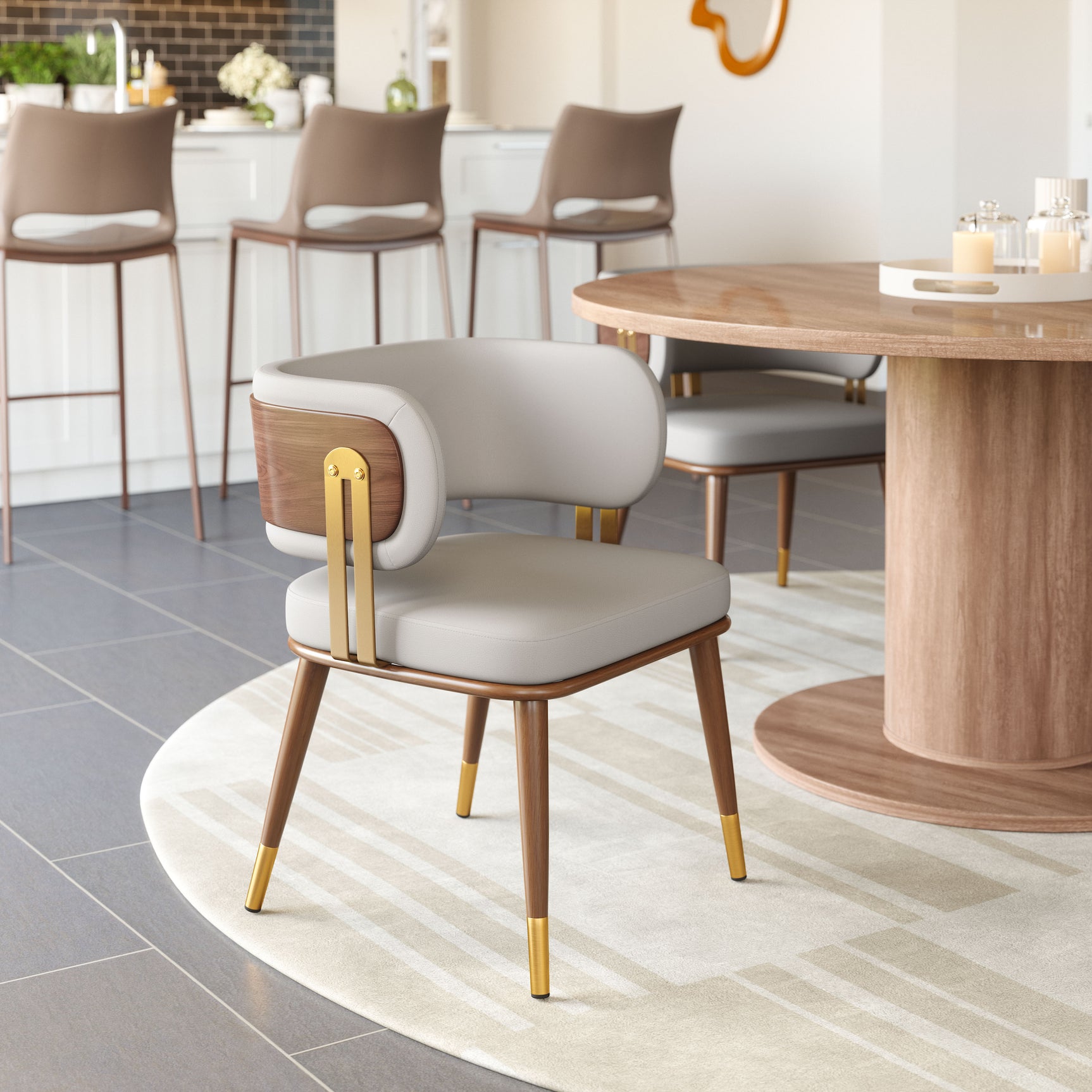 Brew Beige & Walnut Dining Chair - Ornate Home