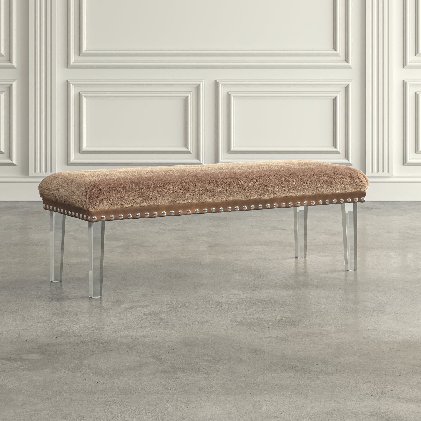 Brianna Mink Faux Fur Bench - Ornate Home