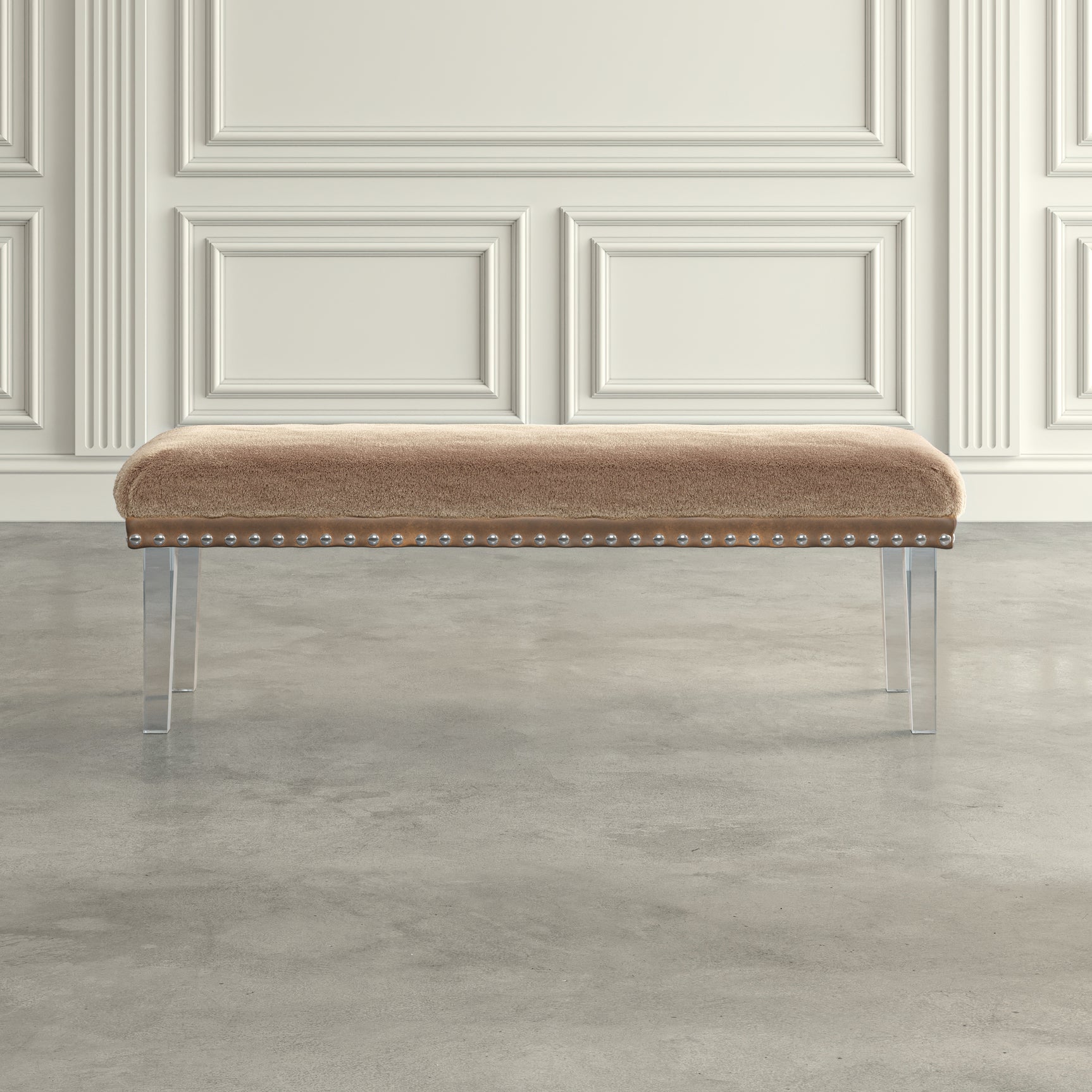Brianna Mink Faux Fur Bench - Ornate Home