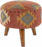 Brick Red Wood Frame Ottoman Stool - Clearance - Ornate Home