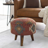 Brick Red Wood Frame Ottoman Stool - Clearance - Ornate Home