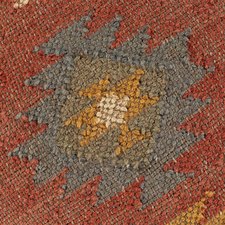 Brick Red Wood Frame Ottoman Stool - Ornate Home