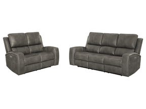 Brickston Charcoal 2-piece Triple Power Reclining Sofa Set - Ornate Home