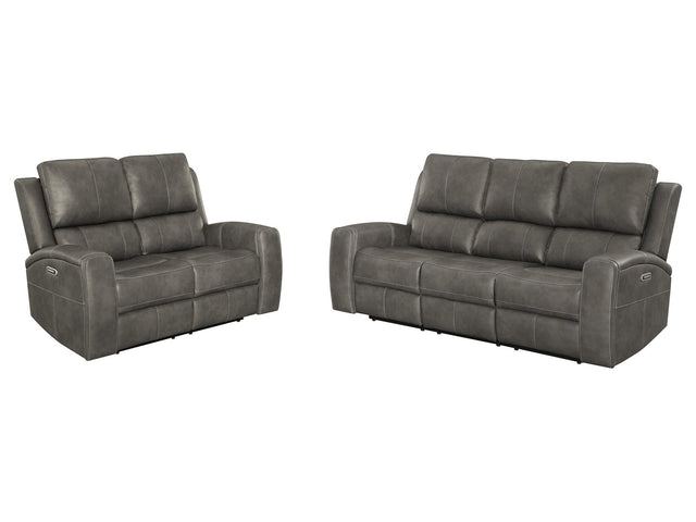 Brickston Charcoal 2-piece Triple Power Reclining Sofa Set - Ornate Home