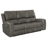 Brickston Charcoal 2-piece Triple Power Reclining Sofa Set - Ornate Home