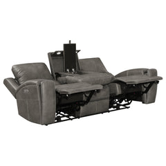 Brickston Charcoal 2-piece Triple Power Reclining Sofa Set - Ornate Home