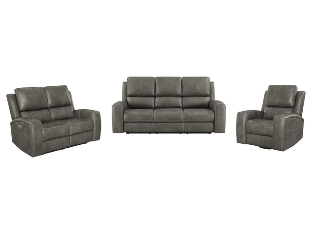 Brickston Charcoal 3-piece Triple Power Reclining Sofa Set - Ornate Home