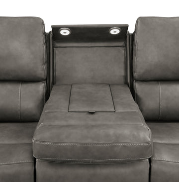 Brickston Charcoal 3-piece Triple Power Reclining Sofa Set - Ornate Home