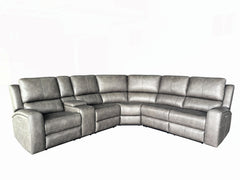 Brickston Charcoal Lumen 3-Piece Faux Leather Triple Power Reclining Sectional - Ornate Home