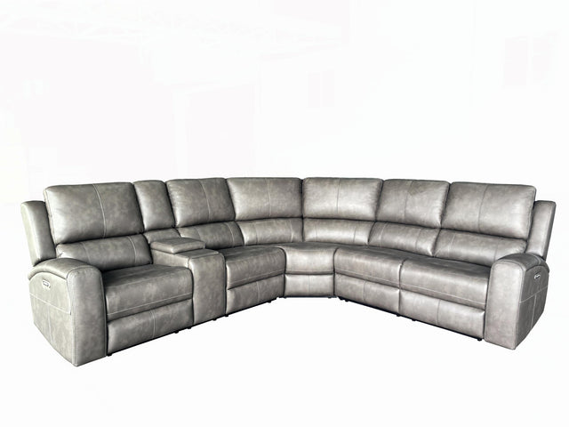 Brickston Charcoal Lumen 3-Piece Faux Leather Triple Power Reclining Sectional - Ornate Home