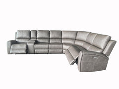 Brickston Charcoal Lumen 4-Piece Faux Leather Triple Power Reclining Sectional - Ornate Home