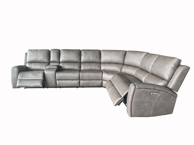 Brickston Charcoal Lumen 4-Piece Faux Leather Triple Power Reclining Sectional - Ornate Home