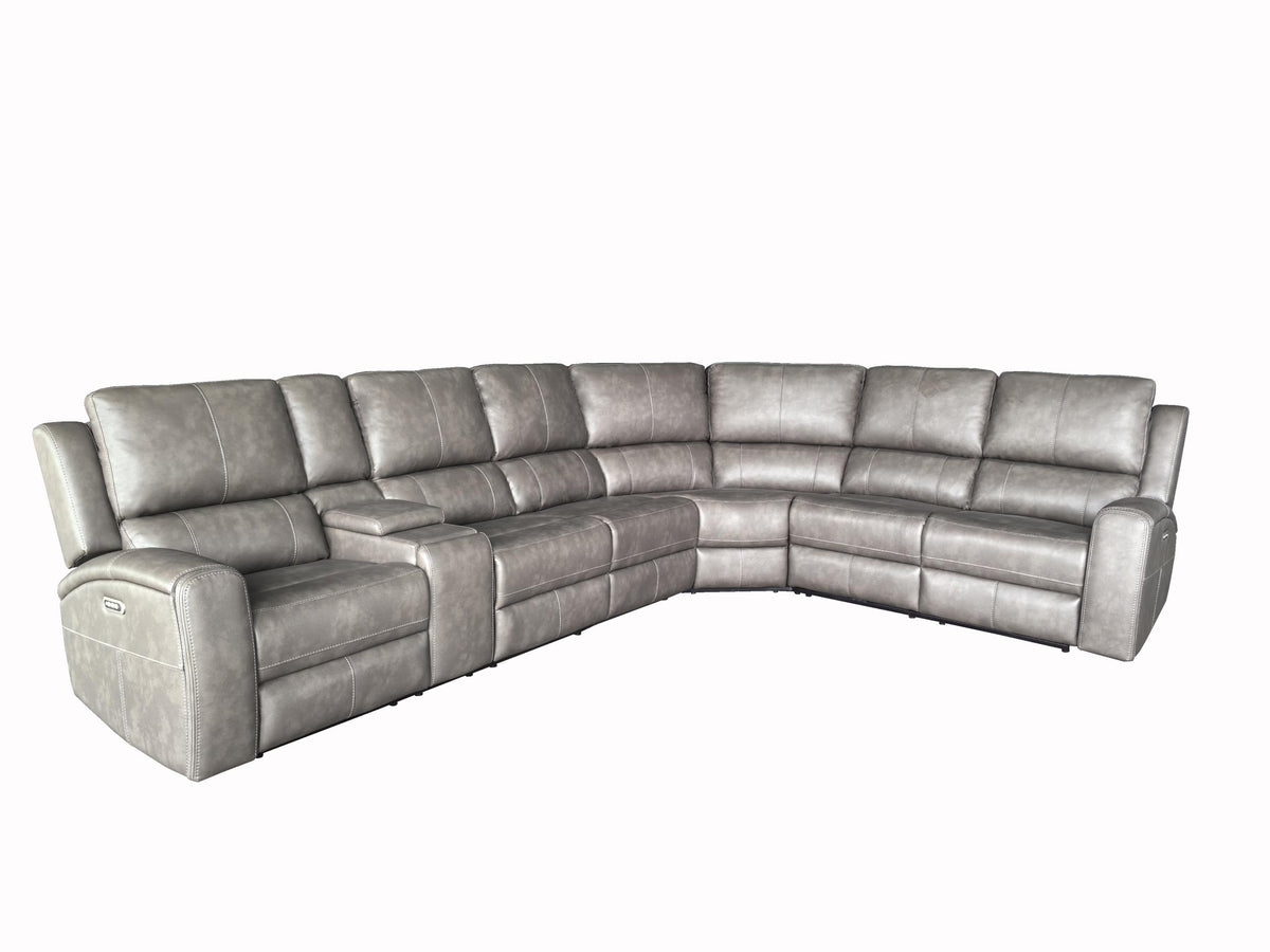 Brickston Charcoal Lumen 4-Piece Faux Leather Triple Power Reclining Sectional - Ornate Home