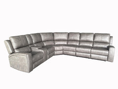 Brickston Charcoal Lumen 4-Piece Faux Leather Triple Power Reclining Sectional - Ornate Home