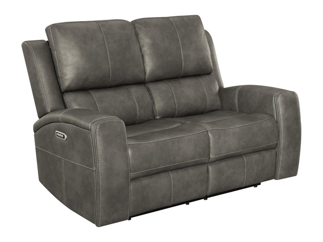 Brickston Charcoal Triple Power Reclining Loveseat - Ornate Home
