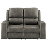Brickston Charcoal Triple Power Reclining Loveseat - Ornate Home