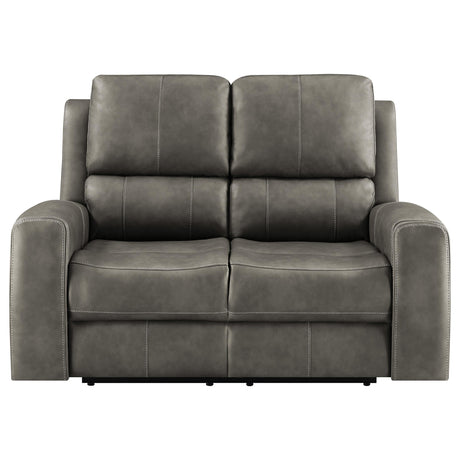 Brickston Charcoal Triple Power Reclining Loveseat - Ornate Home