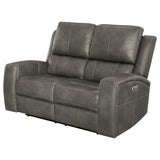 Brickston Charcoal Triple Power Reclining Loveseat - Ornate Home
