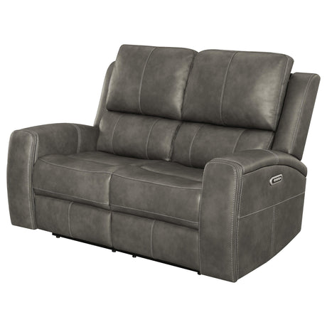 Brickston Charcoal Triple Power Reclining Loveseat - Ornate Home